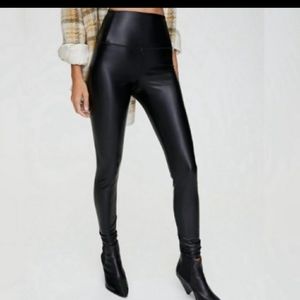 Black faux leather leggings